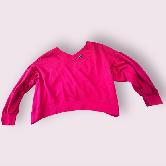 Wild Fable Hot Pink Cropped Sweatshirt Size 2X Plus Size Off the Shoulder crop - Picture 3 of 9